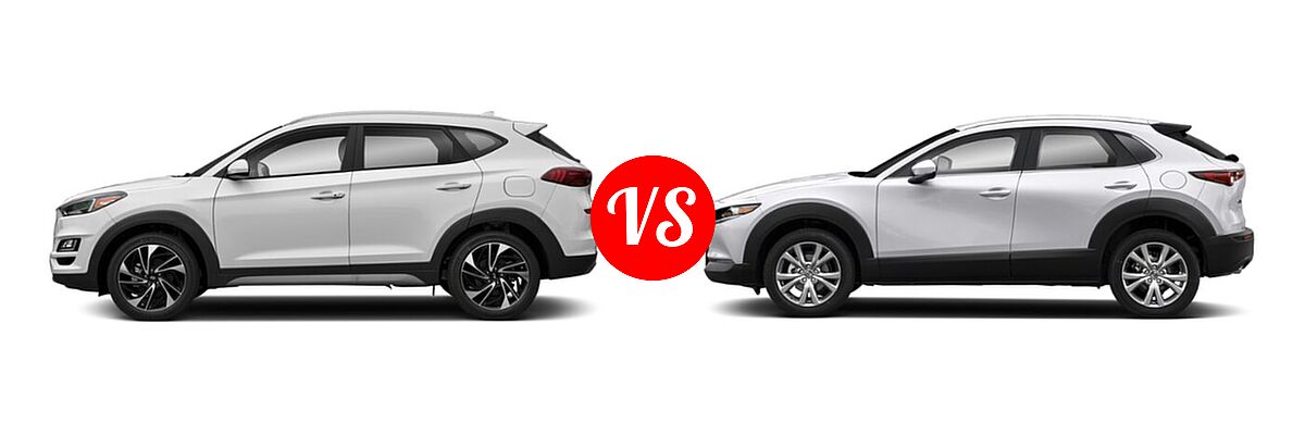 2020 Hyundai Tucson SUV Sport vs. 2020 Mazda CX-30 SUV Select Package - Side Comparison