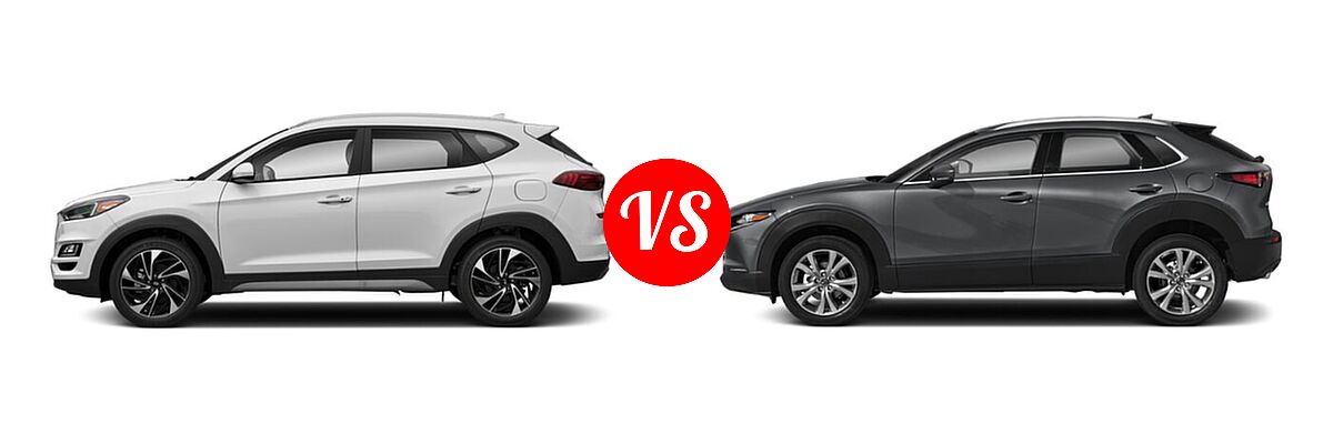 2020 Hyundai Tucson SUV Sport vs. 2020 Mazda CX-30 SUV Premium Package - Side Comparison