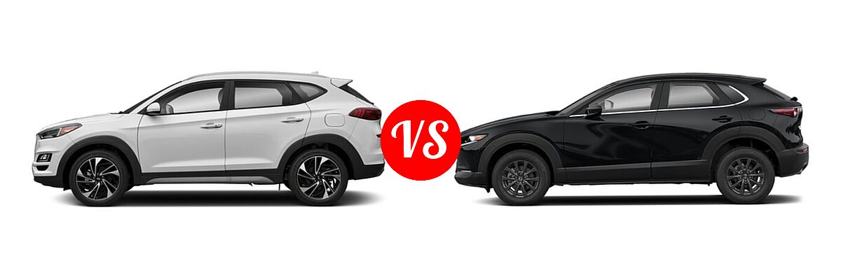 2020 Hyundai Tucson SUV Sport vs. 2020 Mazda CX-30 SUV AWD - Side Comparison