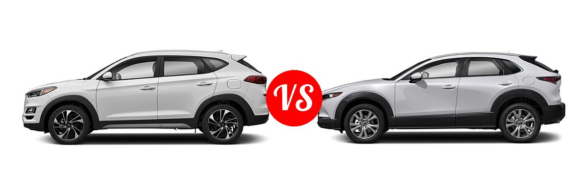 2020 Hyundai Tucson SUV Sport vs. 2020 Mazda CX-30 SUV Preferred Package - Side Comparison