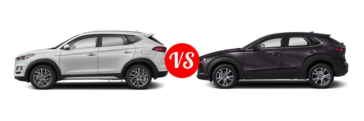 2020 Hyundai Tucson SUV Limited vs. 2020 Mazda CX-30 SUV Preferred Package - Side Comparison