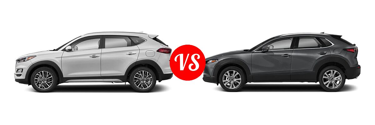 2020 Hyundai Tucson SUV Limited vs. 2020 Mazda CX-30 SUV Premium Package - Side Comparison