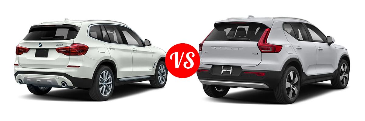 2020 BMW X3 SUV sDrive30i / xDrive30i vs. 2019 Volvo XC40 SUV Momentum / R-Design - Rear Right Comparison