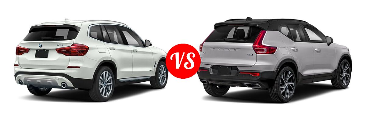 2020 BMW X3 SUV sDrive30i / xDrive30i vs. 2019 Volvo XC40 SUV R-Design - Rear Right Comparison