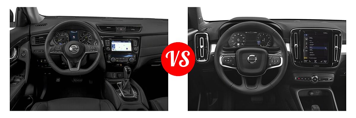 2019 Nissan Rogue SUV Hybrid SL Hybrid / SV Hybrid vs. 2019 Volvo XC40 SUV Momentum / R-Design - Dashboard Comparison