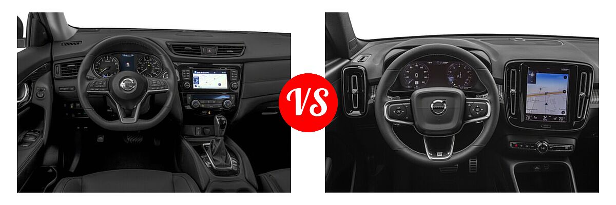 2019 Nissan Rogue SUV Hybrid SL Hybrid / SV Hybrid vs. 2019 Volvo XC40 SUV R-Design - Dashboard Comparison