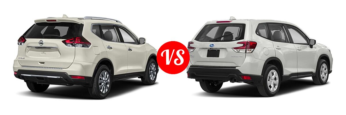 2019 Nissan Rogue SUV S / SV vs. 2019 Subaru Forester SUV 2.5i / Limited / Premium / Sport / Touring - Rear Right Comparison