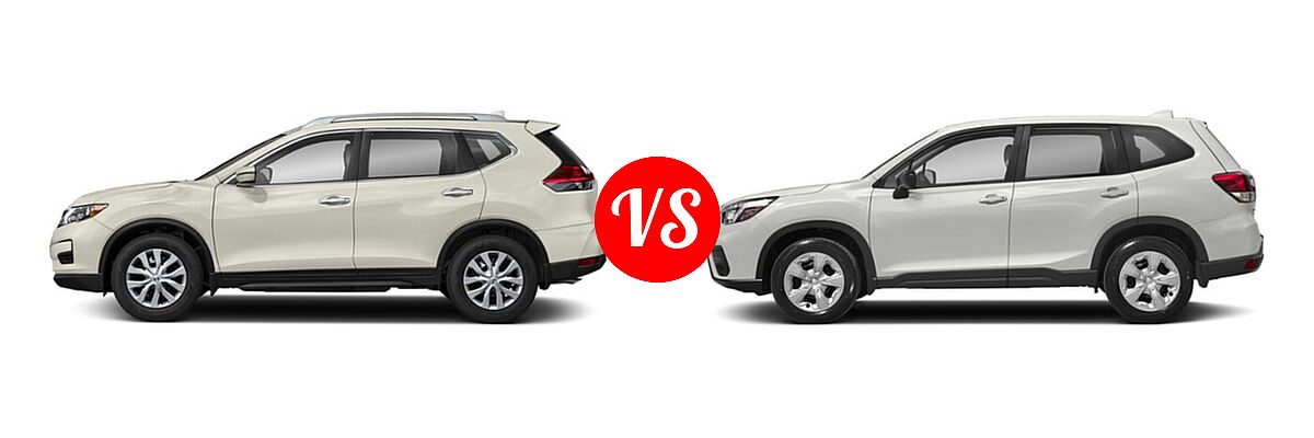 2019 Nissan Rogue SUV S / SV vs. 2019 Subaru Forester SUV 2.5i / Limited / Premium / Sport / Touring - Side Comparison