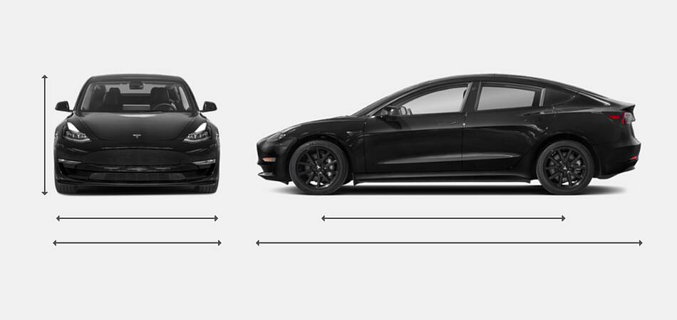 2021 Tesla Model 3 Exterior Dimensions