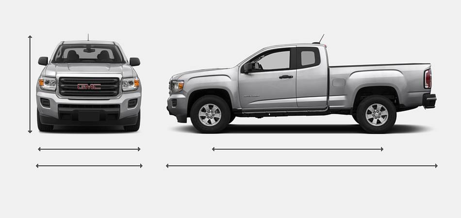 2017 GMC Canyon Extended Cab Exterior Dimensions