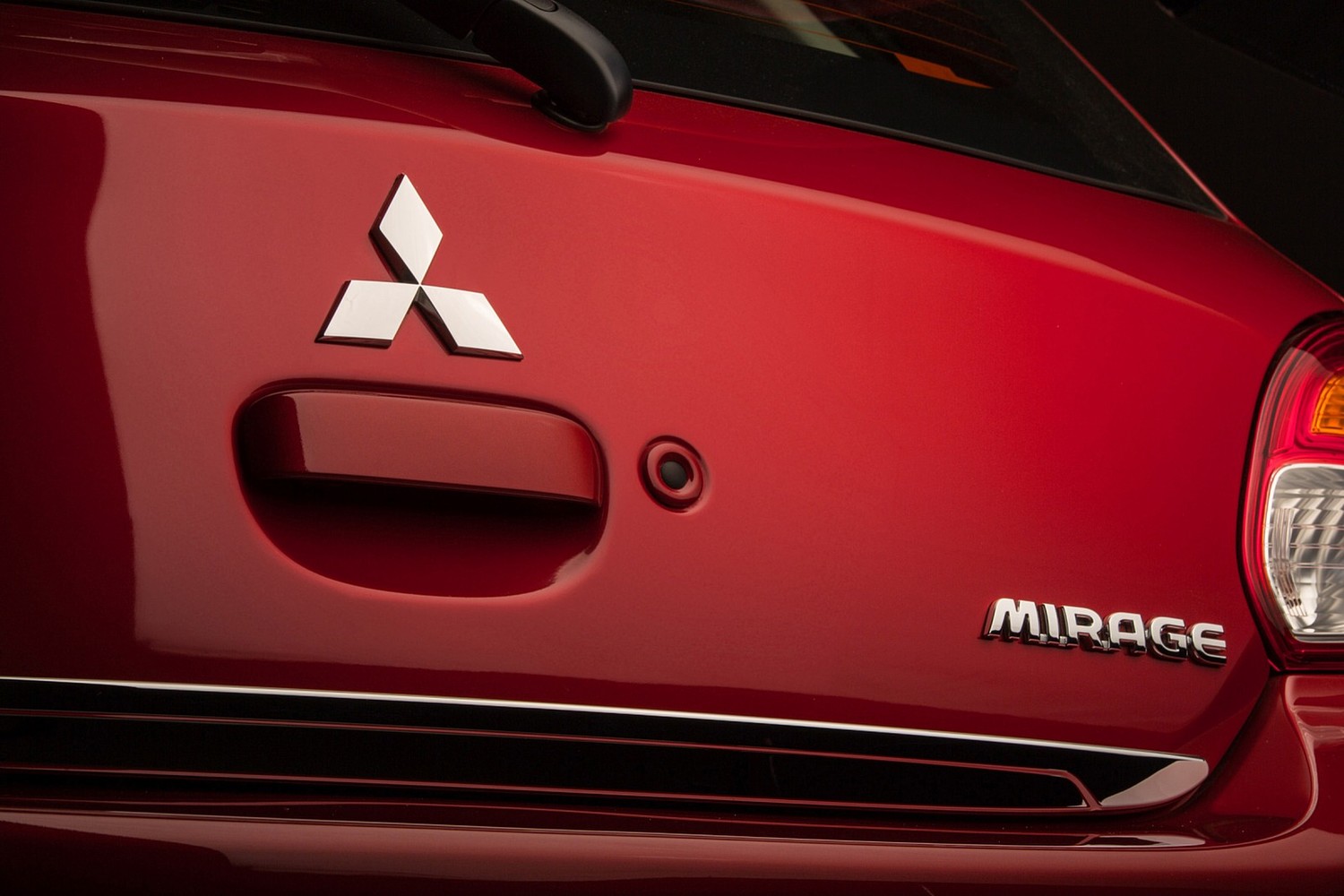 Mitsubishi Mirage ES 4dr Hatchback Rear Badge (2014 model year shown)