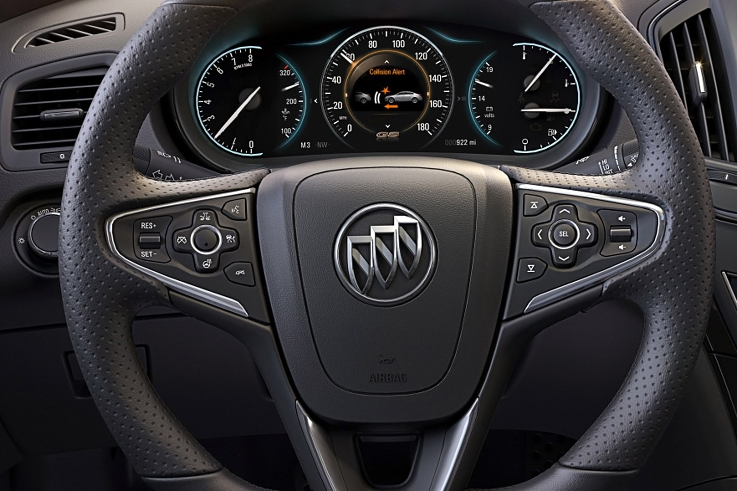 Buick Regal GS Sedan Steering Wheel Detail (2014 model year shown)