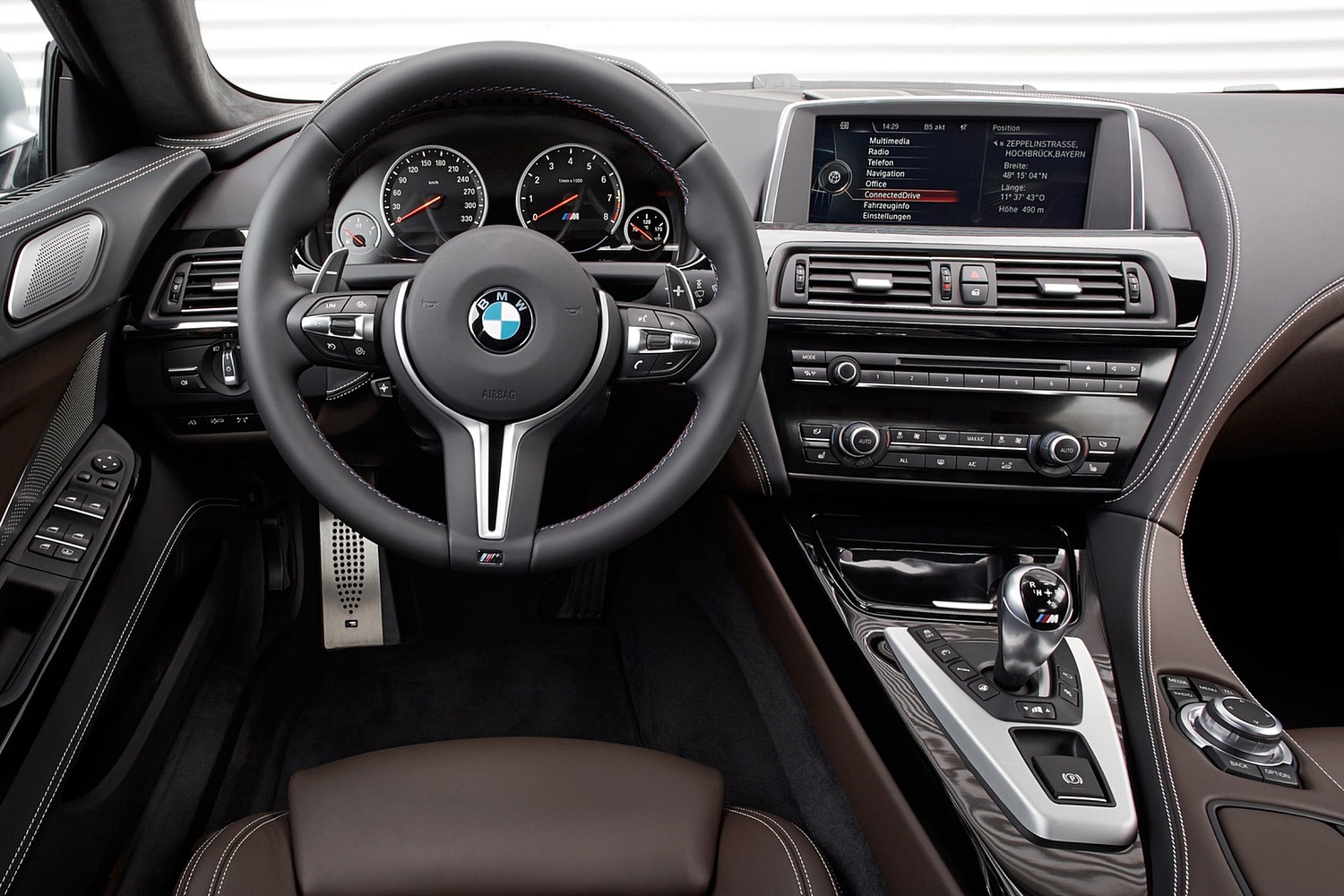 BMW M6 Gran Coupe Sedan Steering Wheel Detail (2017 model year shown)