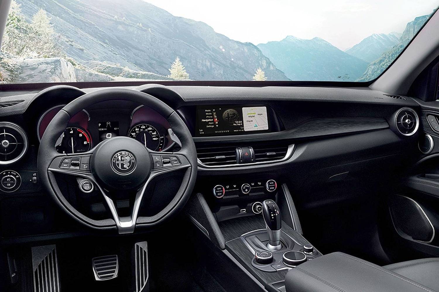 2018 Alfa Romeo Stelvio Ti 4dr SUV Dashboard. Lusso Package Shown.
