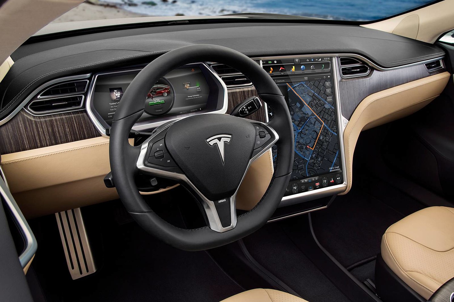 2018 Tesla Model S P100D Sedan Steering Wheel Detail