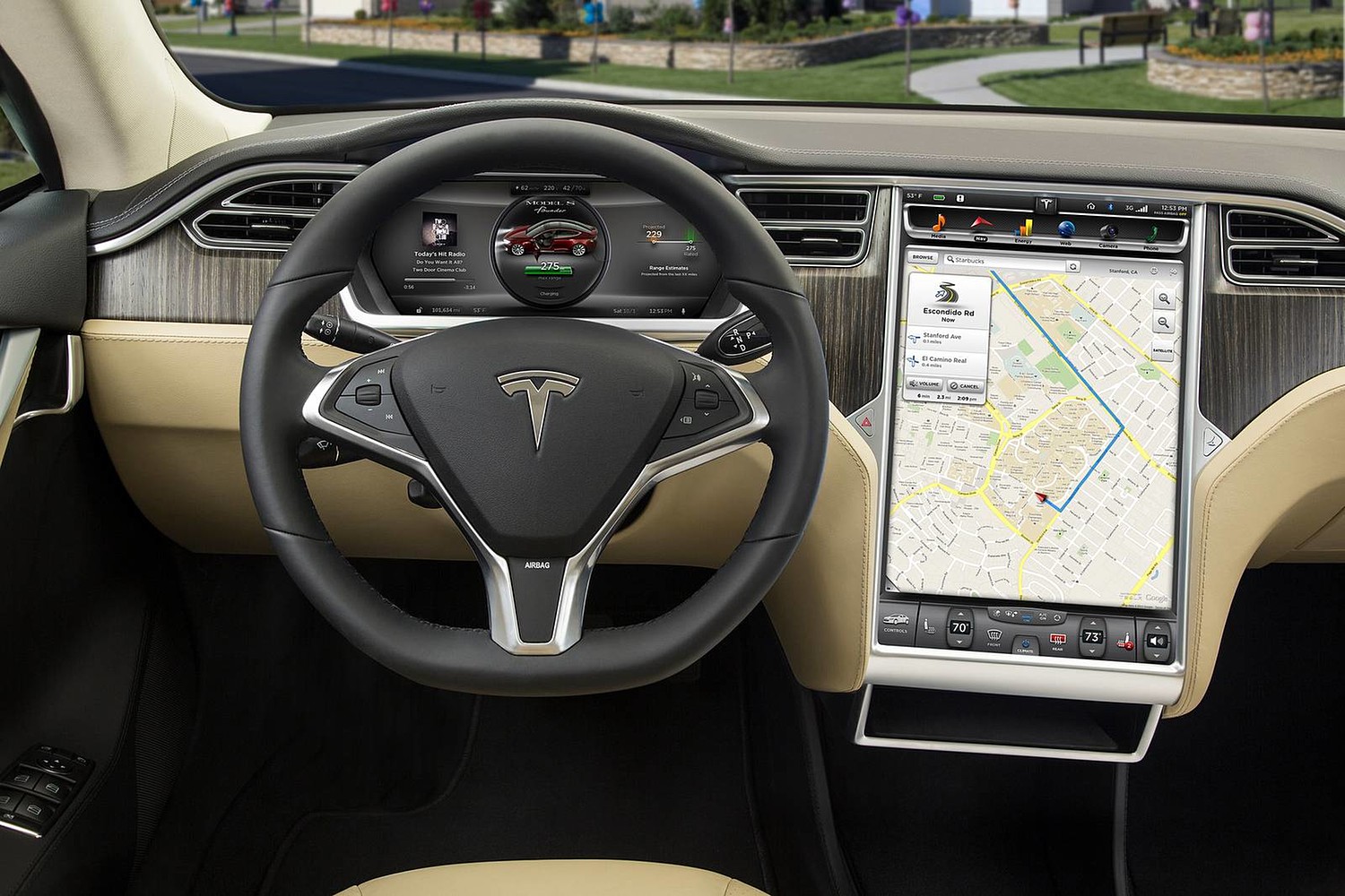 2018 Tesla Model S P100D Sedan Steering Wheel Detail